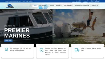 A screenshot of Premiermarines.com