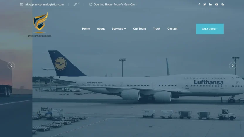 A screenshot of Prestoprimelogistics.com
