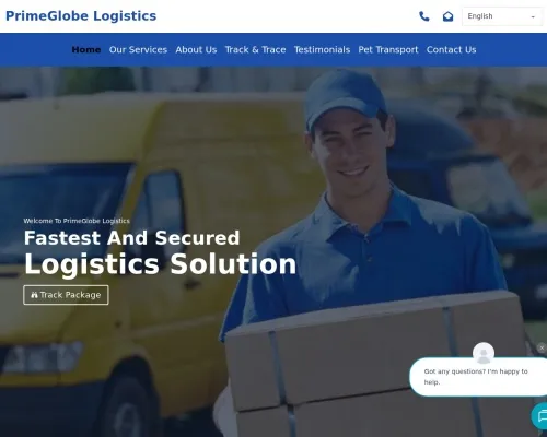 Screenshot of Scam Courier Primeglobelogistics.com