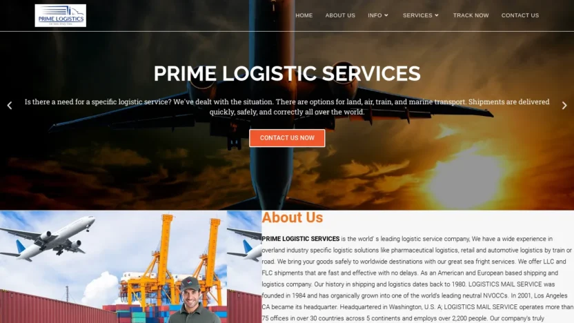 A screenshot of Primelogistic-services.com