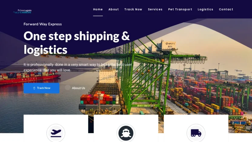 A screenshot of Primelogisticcarriers.com