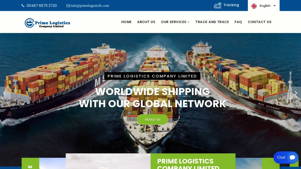 A screenshot of Primelogisticllc.com