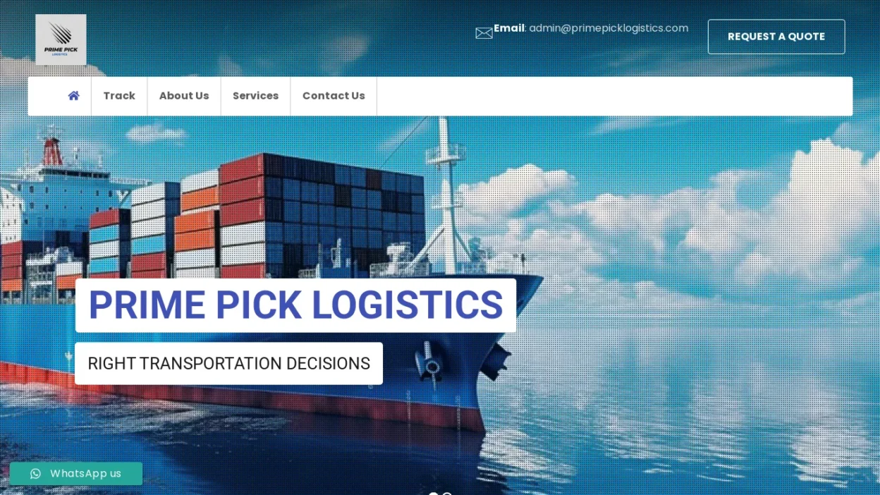 A screenshot of Primepicklogistics.com