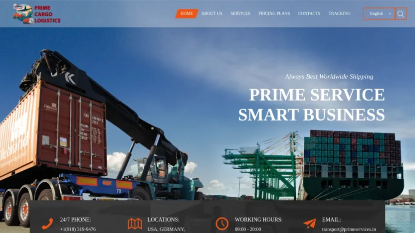 A screenshot of Primeservices.international