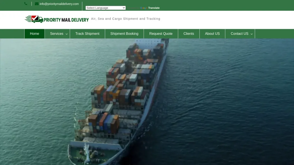 A screenshot of Prioritymaildelivery.com