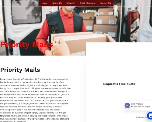 Screenshot of Scam Courier Prioritymails.com