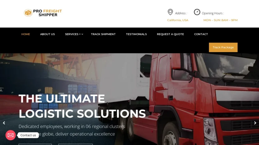 A screenshot of Profreightshipper.com