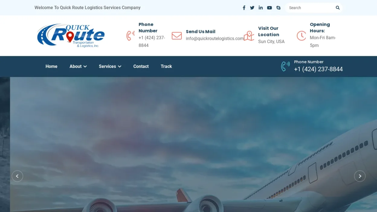 A screenshot of Quickroutelogistics.com