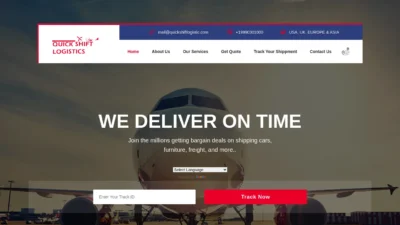 A screenshot of Quickshiftlogistic.com