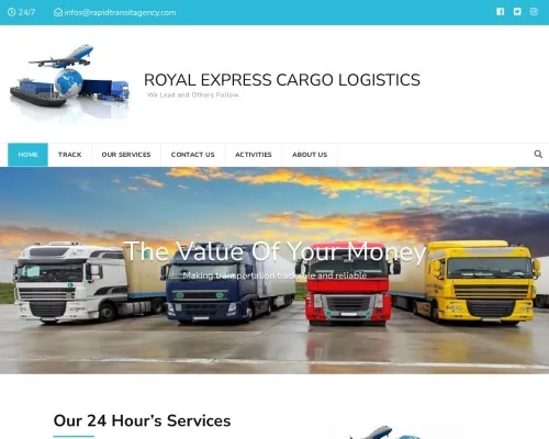 Screenshot of Scam Courier Rapidtransitagency.com