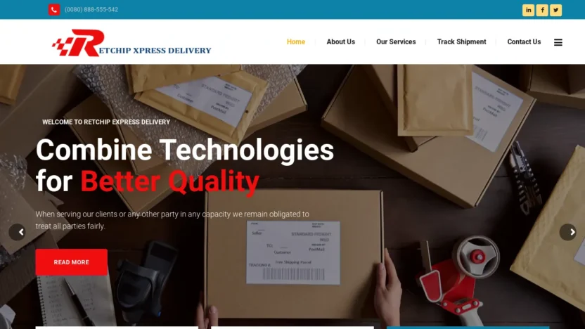 A screenshot of Retchipdeliveryexpress.com