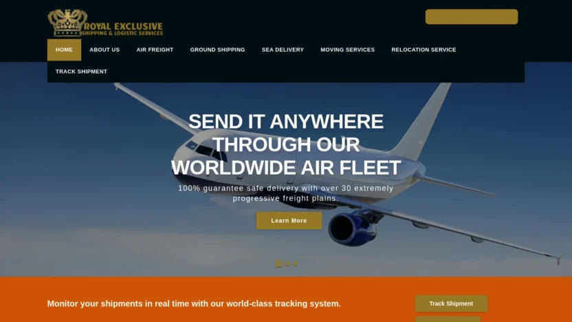 A screenshot of Royalexclusivecourieservices.com