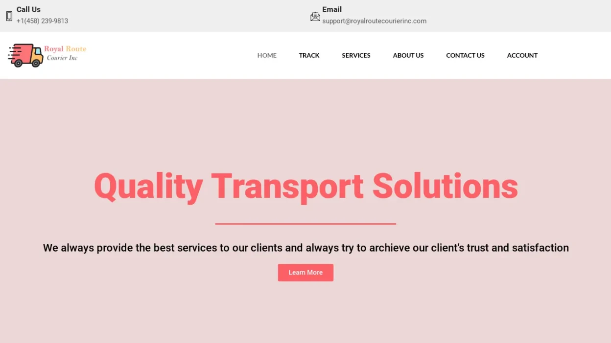 A screenshot of Royalroutecourierinc.com
