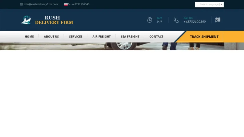 A screenshot of Rushdeliveryfirm.com