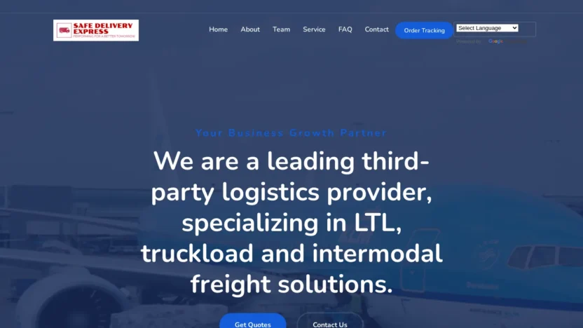 A screenshot of Safedeliveryexpress.com