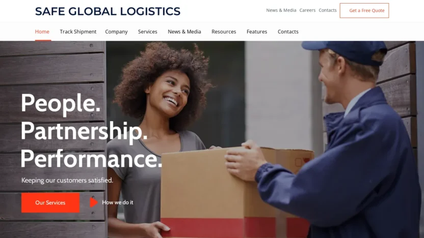 A screenshot of Safegloballogistics.com