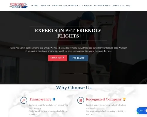 Screenshot of Scam Courier Safepetflight.com