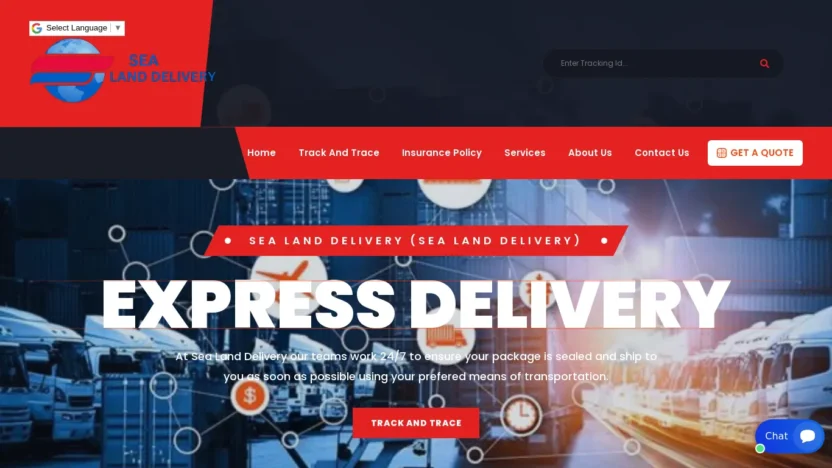A screenshot of Sealanddelivery.com
