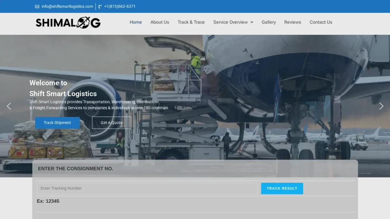 A screenshot of Shiftsmartlogistics.com