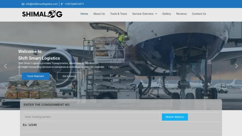 A screenshot of Shiftsmartlogistics.com