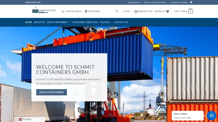 A screenshot of Shippingsalescontainers.com