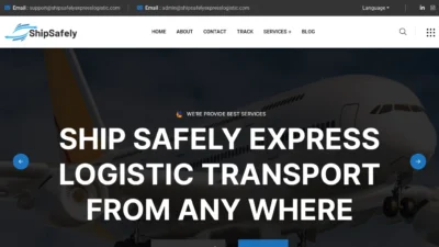 A screenshot of Shipsafelyexpresslogistic.com