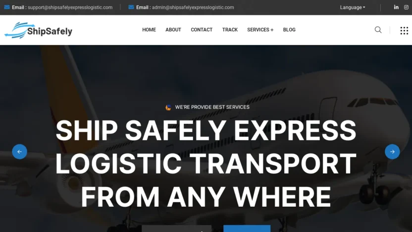 A screenshot of Shipsafelyexpresslogistic.com