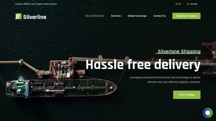 A screenshot of Silverlaneshipping.com