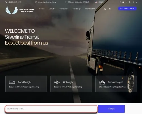 Screenshot of Scam Courier Silverlinetransit.org