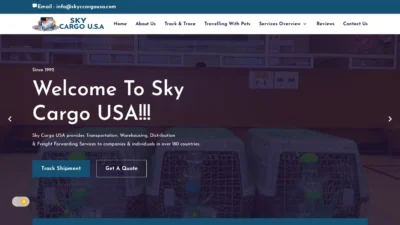 A screenshot of Skyccargousa.com