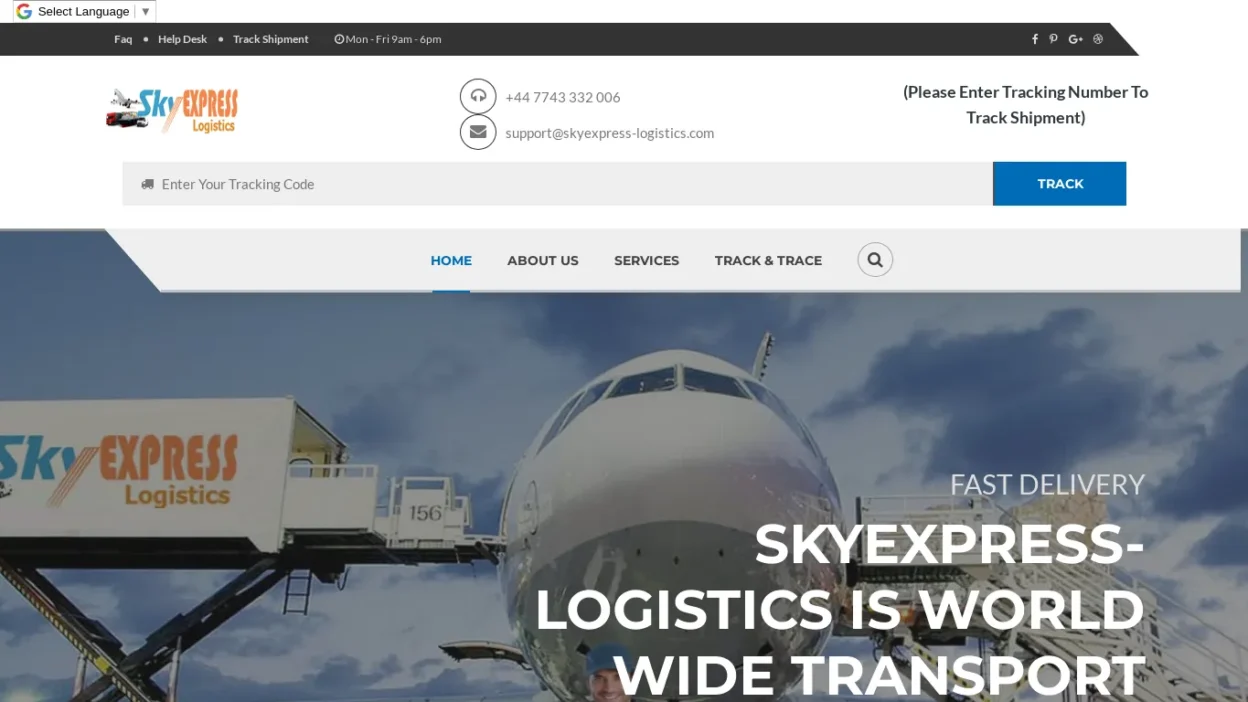 A screenshot of Skyexpress-logistics.com