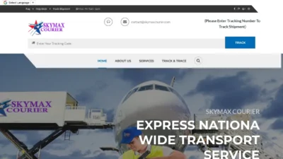A screenshot of Skymaxcourier.com