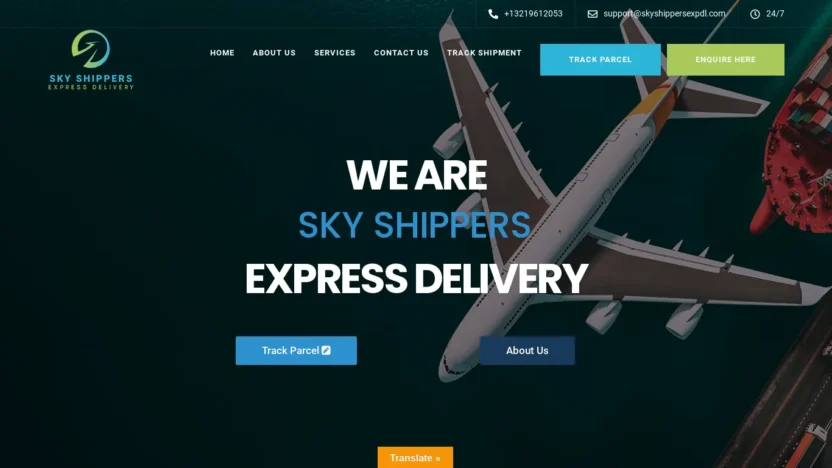 A screenshot of Skyshippersexpdl.com
