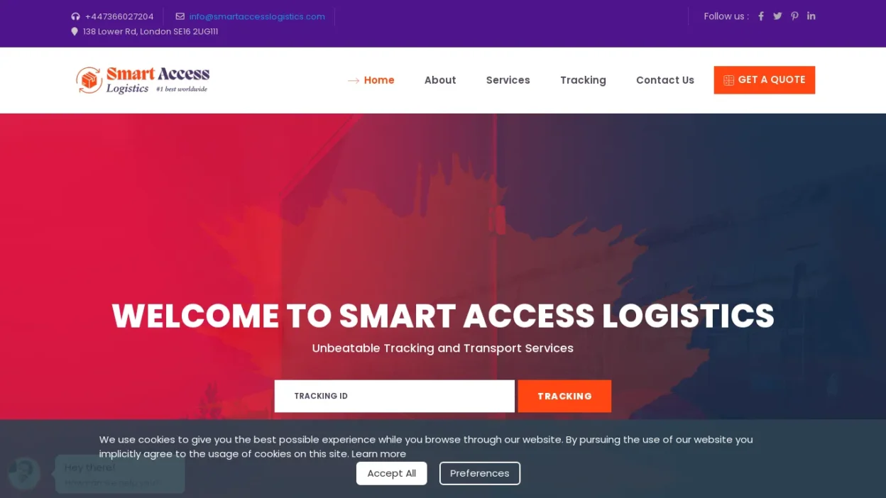 A screenshot of Smartaccesslogistics.com