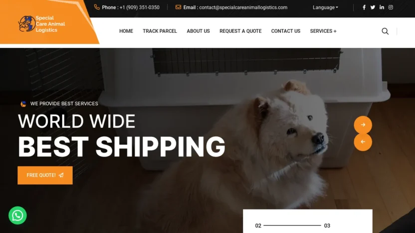 A screenshot of Specialcareanimallogistics.com