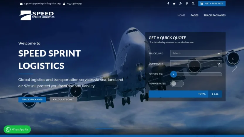 A screenshot of Speedsprintlogistics.org