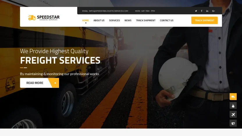 A screenshot of Speedstarlogisticservices.com