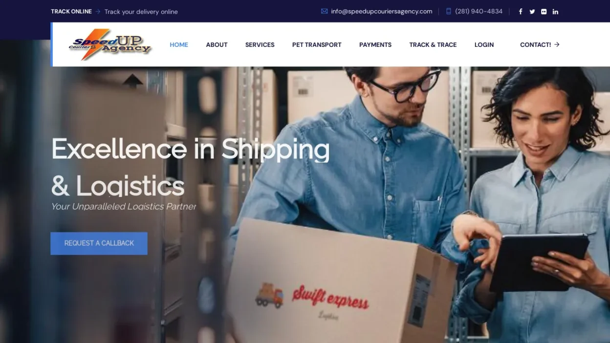 A screenshot of Speedupcouriersagency.com