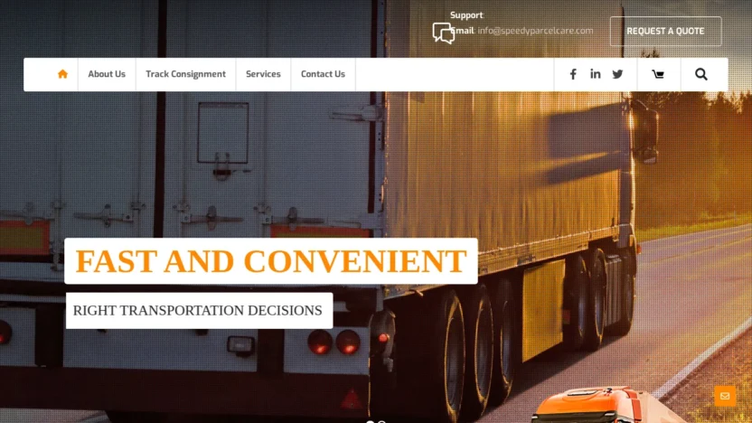 A screenshot of Speedyparcelcare.com