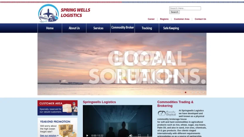 A screenshot of Springwellslogistics.com