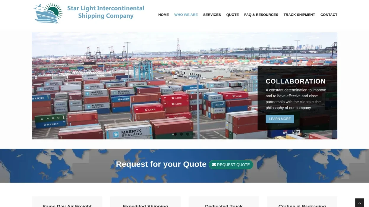 A screenshot of Starlightintercontinentalshippingcompany.com