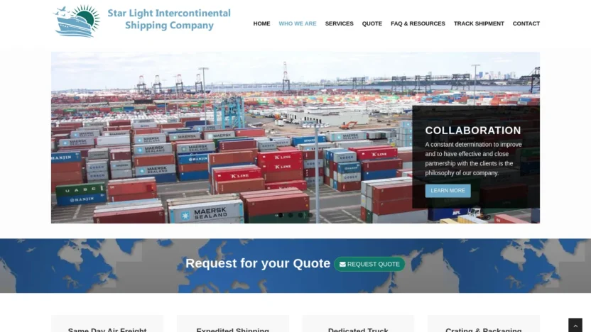 A screenshot of Starlightintercontinentalshippingcompany.com
