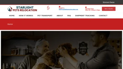 A screenshot of Starlightpetsrelocation.com