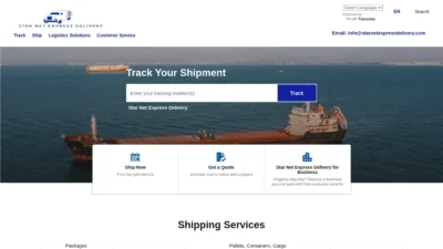 A screenshot of Starnetexpressdelivery.com