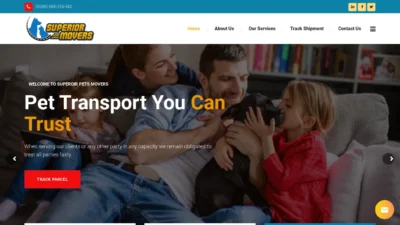 A screenshot of Superiorpetsmovers.com