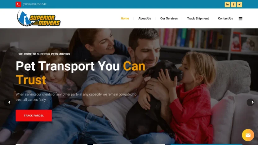 A screenshot of Superiorpetsmovers.com