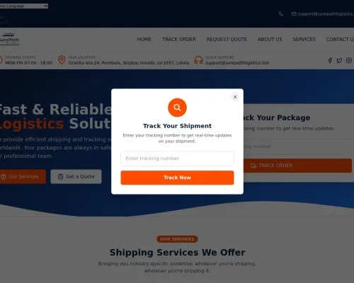 Screenshot of Scam Courier Surepathlogistics.live