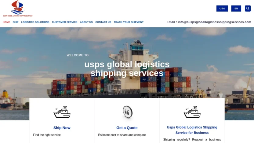 A screenshot of Suspsgloballogisticsshippingservices.com