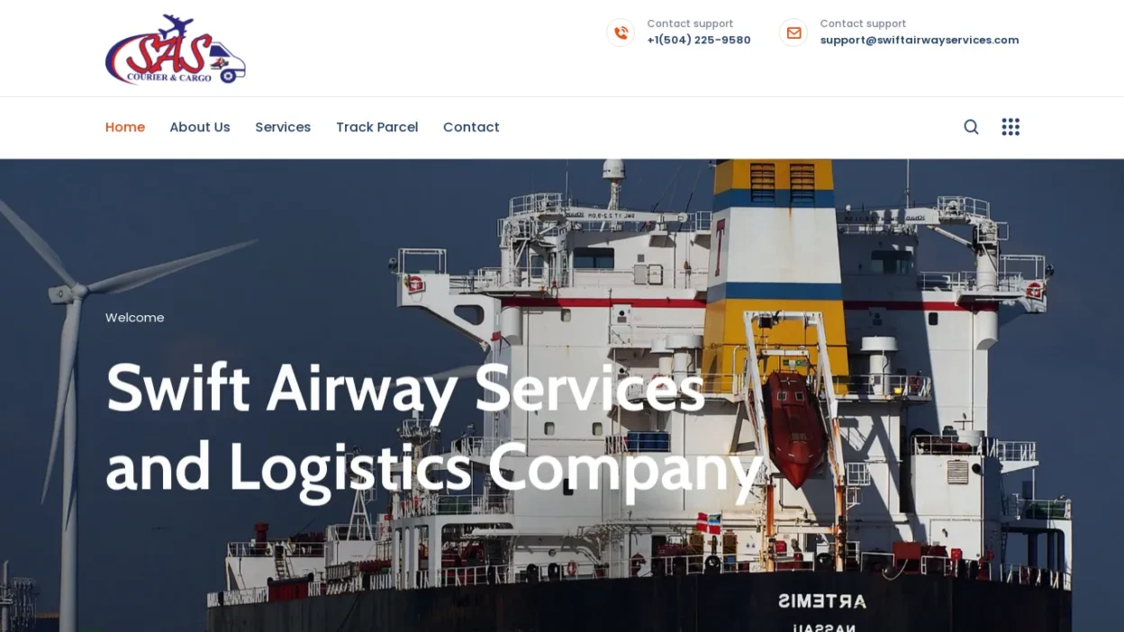 A screenshot of Swiftairwayservices.com