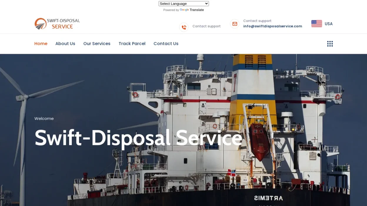 A screenshot of Swiftdisposalservice.com